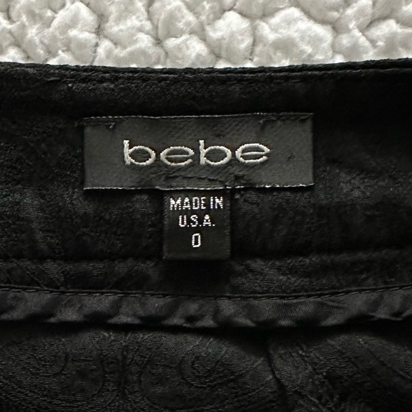 Y2K Bebe black mini skirt filigree paisley pattern buttons pockets zipper VTG 0 - Picture 7 of 11